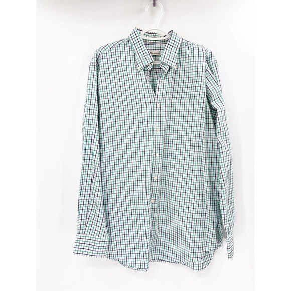 Peter Millar Other - Peter Millar White Green Blue Striped Plaid Cotton Long Sleeve Button Down Shirt